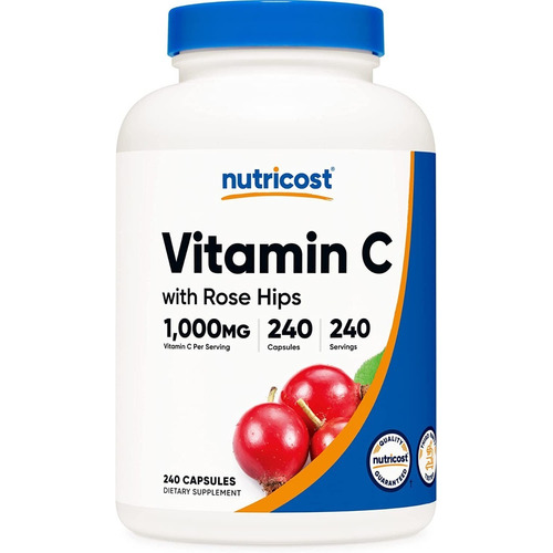 Vitamina C 1000 Mg Con Rosa Mosqueta 25 Mg Con 240 Capsulas Sabor Sin Sabor