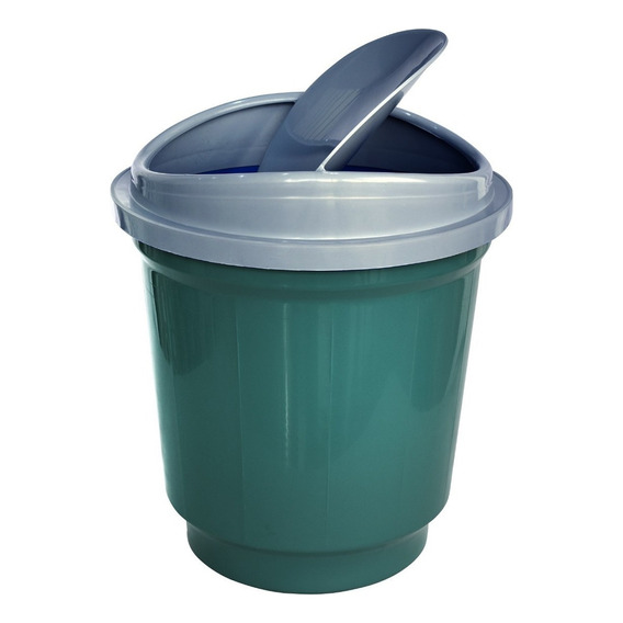 Papelera Basurero Cesto De Basura Tapa Vaiven 20lts Plastico Color Verde