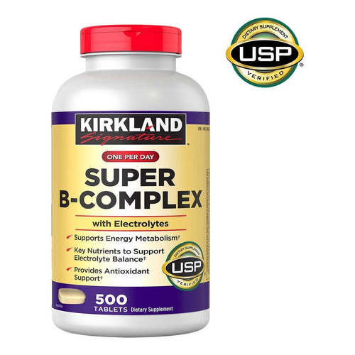 Super Complejo B Kirkland B-complex Con Electrolitos 500tabl