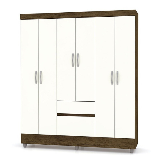 Closet/armario 6 Puertas 2 Cajones Valent - Marrón Color Beige