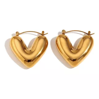 Aretes De Corazón Colgantes Argollas Acero Quirúrgico  