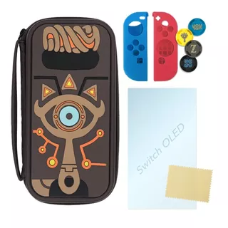 Switch Funda Zelda Botw + Cristal + Joycon + Grips | Estuche Case Sheikah Master Edition | Solo Switch «normal», No Lite