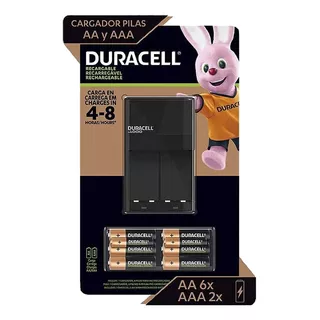 Cargador Para Pilas Recargables Duracell;  1 Cargador; 6 Baterias Aa Y 2 Baterias Aaa Recargables