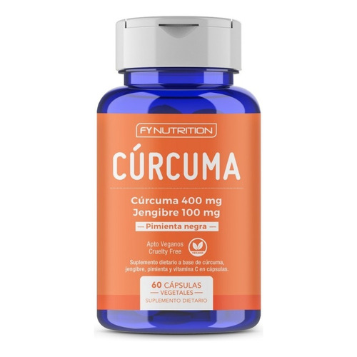 Vitaminas de Cúrcuma Fynutrition - con Jengibre, Pimienta Negra y Vitamina C - Vegano - en frasco de 60 un.