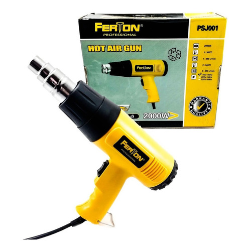 Pistola De Calor 2000w Doble Temperatura Profesional Ferton Color Amarillo 110V