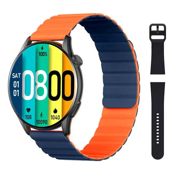 Reloj Inteligente Smartwatch Malla De Color Naranja Kieslect Bisel Gris