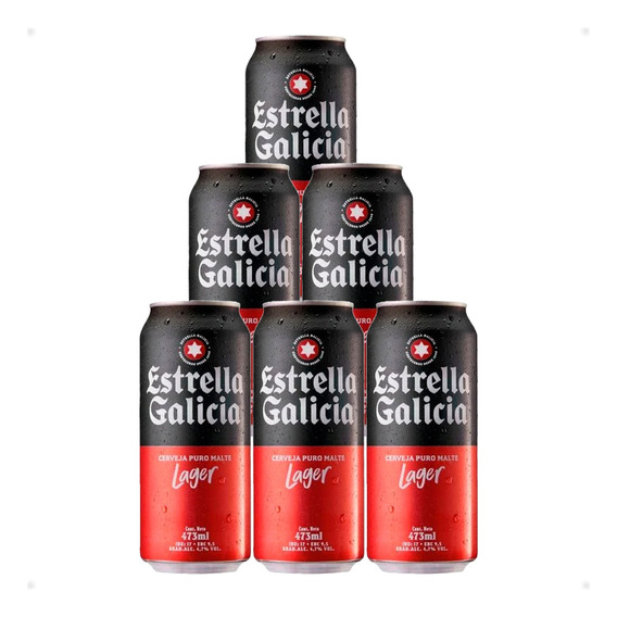 Cerveza Estrella Galicia Lager Lata 473ml X6 Unidades Otec