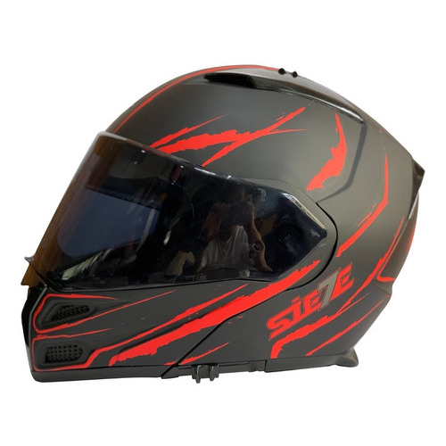 Casco Moto Siete Storm Kryptonite Abatible Doble Visor Dot Color Rojo Talla M-(57-58-cm) Tamaño del casco M