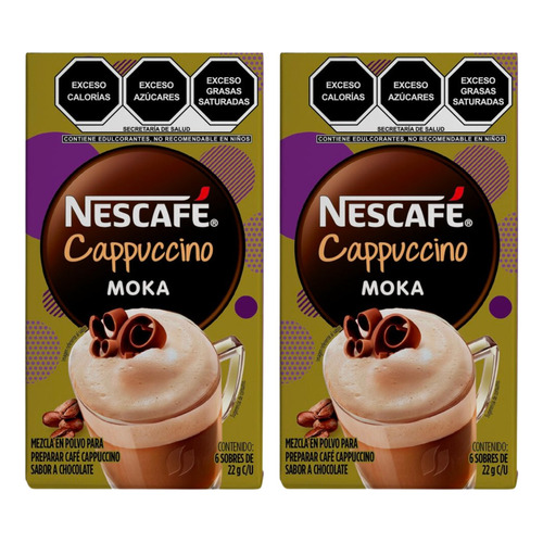 2 Pack Cafe Soluble Cappuccino Moka Nescafe 6 Pza