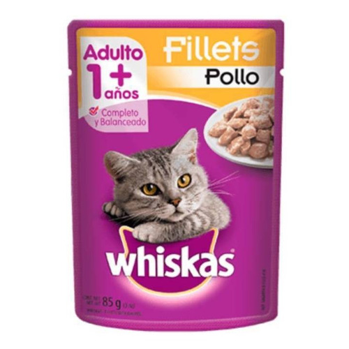 Alimento Whiskas 1+ Whiskas Gatos  para gato adulto todos los tamaños sabor pollo en salsa en sobre de 85g