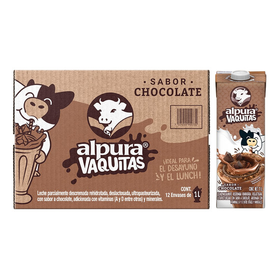 Leche Alpura Vaquitas Sabor A Chocolate 1 L 12pzas