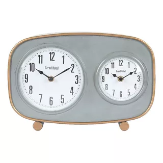 Reloj De Mesa Doble Hierro 33x23x7.5cm - Gris