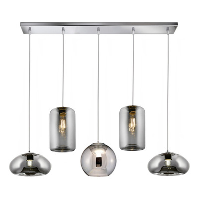 Colgante 5 Luces Desigual Fume Base Lineal Apto Led E27