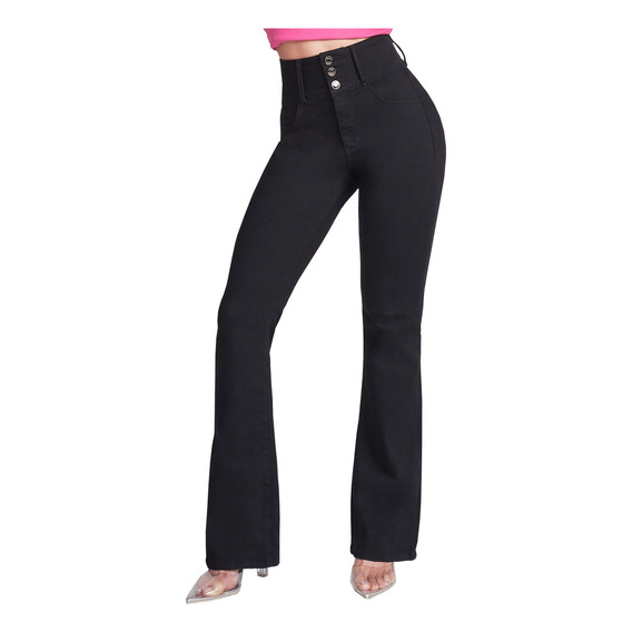 Jeans Seven Dama Colombiano Pantalón Acampanado 6040 Negro
