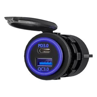 Tomada Carregador Usb Usb-pd Duplo Automotivo Veicular Slim Cor Preto