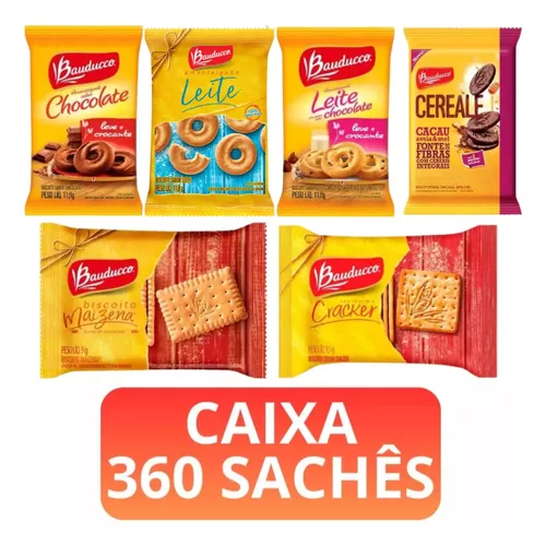 Biscoito Bauducco Kit Com 6 Sabores Sortidos - 360 Sachês
