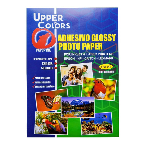 Resma Papel Fotografico Adhesivo Brillante 135gr.x 50 Hojas