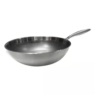 Wok 30 Cm Hudson Acero Inoxidable Profesional Induccion Bz3 Color Plateado