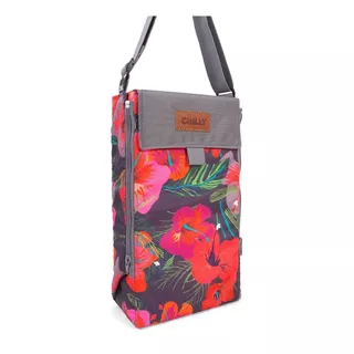 Bolso Matero Desplegable Diseño Hibiscus Chilly Color Rojo