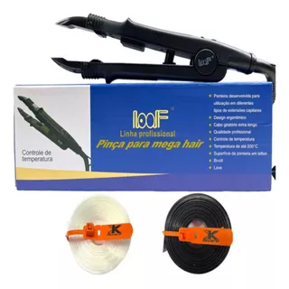 Kit Pinça Elétrica Loof Para Mega Hair + 2 Queratina Fita K