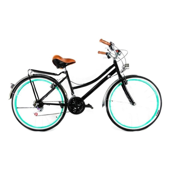 Bicicleta de paseo My Bike Mx Retro Vintage R28 18v frenos v-brakes cambios NHL color negro con pie de apoyo