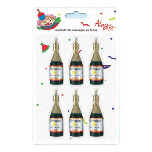 Vela Para Pastel En Forma De Botella De Champagne 6 Velas