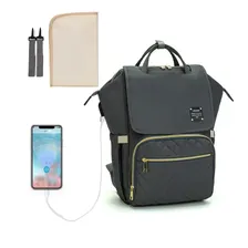 Bolsa Mochila Maternidade Lequeen Luxo Bebê Multifuncional Cor Fashion Cinza Mochila Maternidade Com Trocador Bolsa Maternidade Grande 17L Kit Bolsa Maternidade Masculino Personalizada