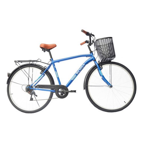 Bicicleta paseo masculina Roma Uomo City R26 6v color azul con pie de apoyo