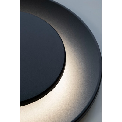 Aplique Circular Led Exterior Chulette M Negro 24cm 9w Cie 