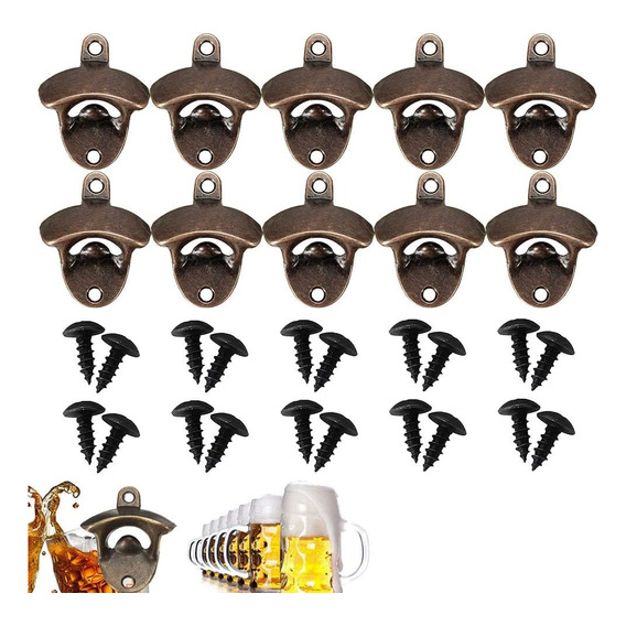 Abridor Cerveza Pared,10 Piezas Abridor Botellas(bronce)