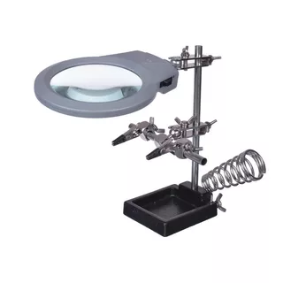 Soporte Lupa Pinzas Luz Led Multiproposito C/base Soldador