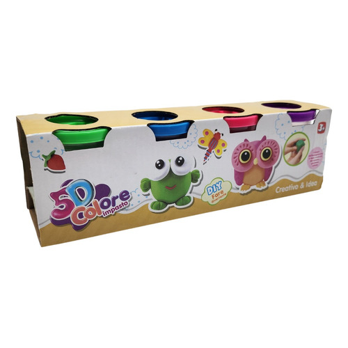 Set De Masas 4 Colores Latas Plasticina Didactica Plastilina