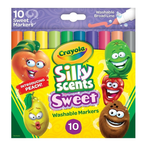 10 Marcadores Lavables Silly Scents Sweet Con Punta Gruesa