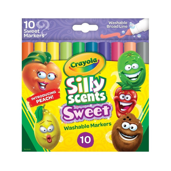 10 Marcadores Lavables Silly Scents Sweet Con Punta Gruesa