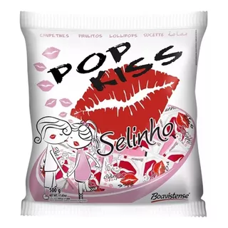 Pacote Pirulito Pop Kiss Selinho 500g - 50 Unids De 10g