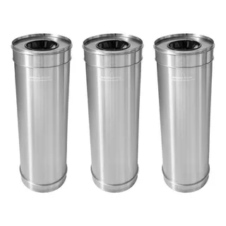 Kit 3 Bote Para Basura  Clp Acero Inox. 25 Ø X 75 Cm