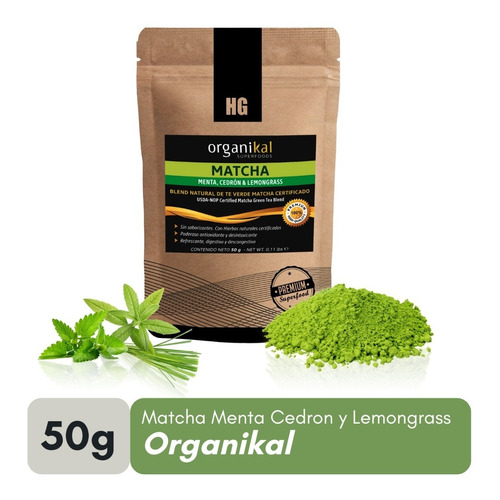 Organikal Superfoods Matcha Menta Cedron Y Lemongrass X 50g
