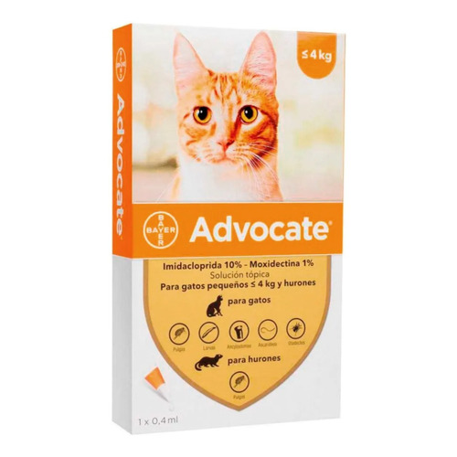 Pipeta antiparasitario Advocate gatos 0.4ml hasta 0 - 4kg