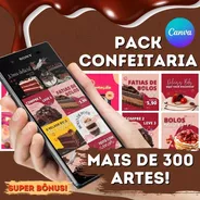 Pack Confeitaria +300 Artes 100% Editáveis No Canva + Bônu
