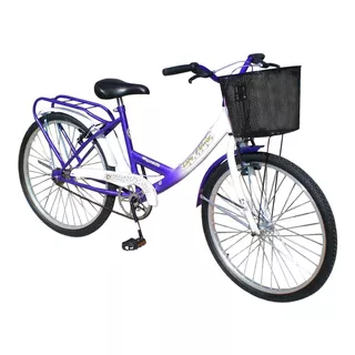 Bicicleta Playera Femenina Danger Paseo Lady Flowers R24 1v Frenos V-brakes Color Violeta/blanco Con Pie De Apoyo  