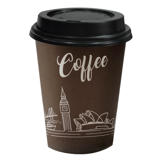 Vaso Desechable De Papel Con Tapa Para Café 8oz, 100 Juegos