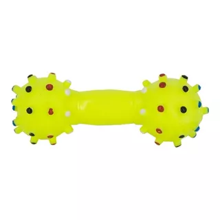 Brinquedo Mordedor Pet Halteres Relevo Mina - Amarelo 20cm