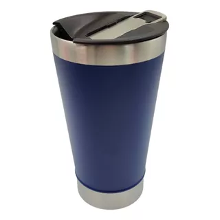 Copo Térmico Para Cerveja Café Chá Chopp 500 Ml Com Tampa Cor Azul Liso