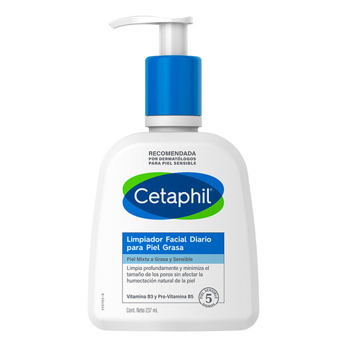 Gel Limpiador para Piel Grasa Cetaphil día/noche para piel grasa/mixta/sensible de 237mL