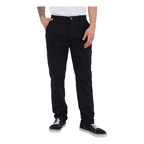 Pantalón Hombre Slim Fit Liso Chino Negro Corona