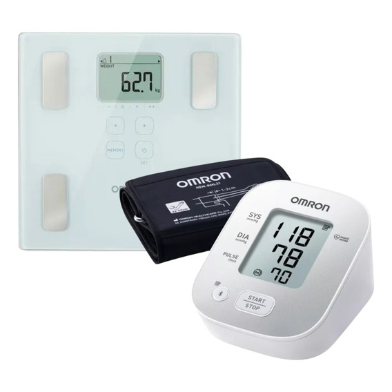 Combo Omron Balanza Digital Hbf-226 + Tensiómetro Hem-7144t2