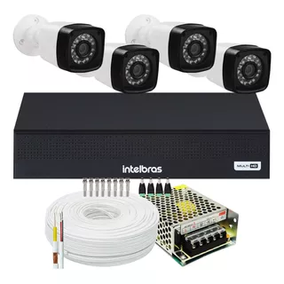 Kit 4 Cameras Segurança 1080p Full Hd Dvr Intelbras 4ch S/hd