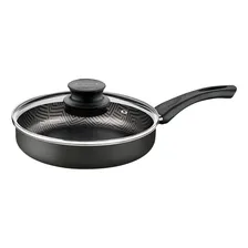 Sartén Aluminio Antiadherente Teflon Con Tapa De Vidrio Tramontina Paris De 24 Cm Plomo