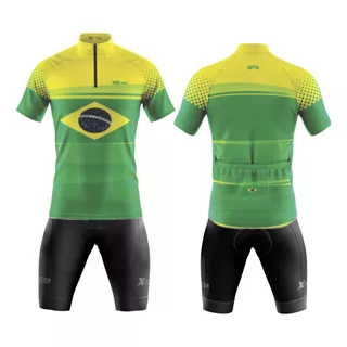 Conjunto Uniforme Ciclismo Camisa E Bermuda C/ Proteção Uv