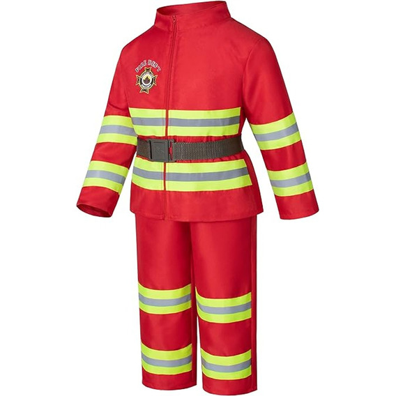 Disfraz Con Cinturón De Bombero Color Rojo Para Niños